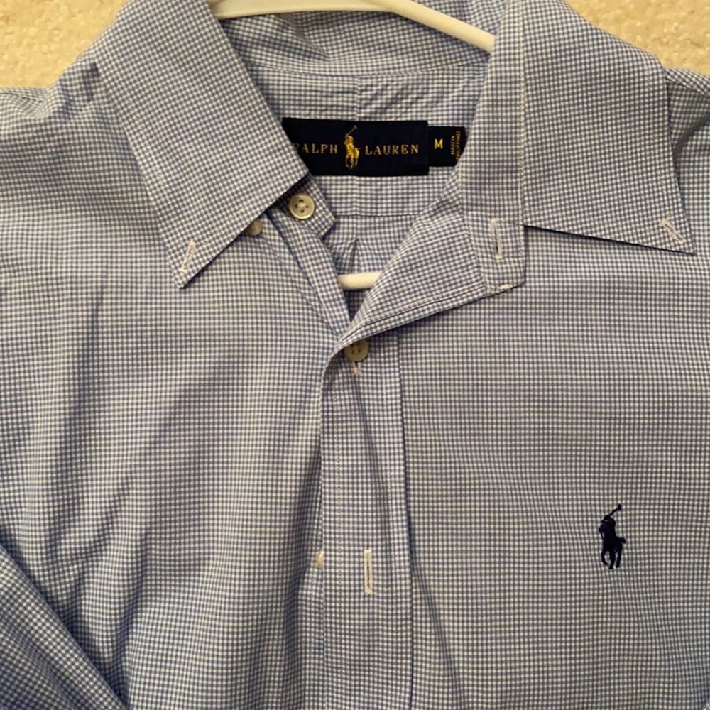 Polo blue white checkered dress shirt